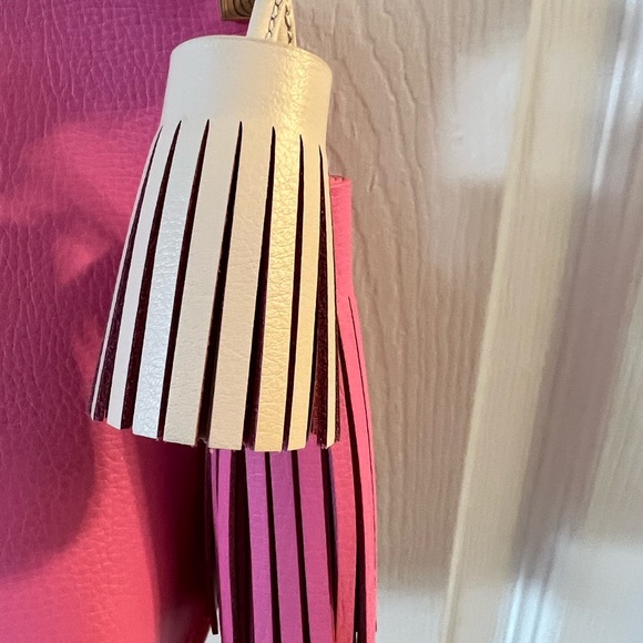 Kate Spade Hot Pink Leather Crossbody Purse with Tassels - Picture 4 of 11